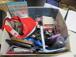 Box of Misc Cosmetic Bags, Pill Box...