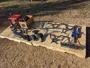 lot 125 image: Assorted Bike Parts Saddles, Handlebars, Pedals, Tubes
