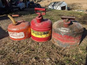 lot 217 image: Lot of Three Metal Gas Cans
