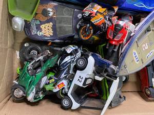 lot 62 image: Box of Toy Cars and Motorcycles