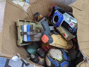 lot 213 image: Mystery Box of Plastic Toys and Balls