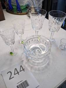 lot 244 image: Waterford Crystal Bowl, Goblets and Shot Glass