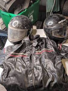 lot 30 image: (2) Motorcycle Helmets and Jacket - Medium