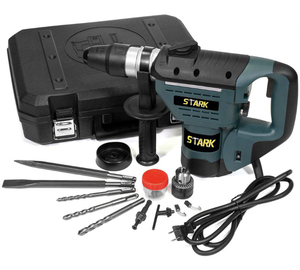 lot 17 image: STARK 8.3 Amp Corded 12 in. Electric SDS-Plus Rotary Hammer Drill Kit with Chisel Bit Set