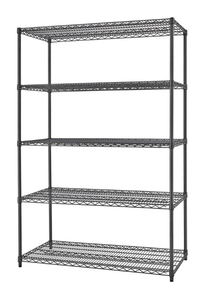 lot 19 image: TRINITY Black 5-Tier Steel Wire Shelving Unit (48 in. W x 72 in. H x 18 in. D)