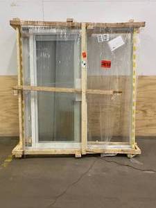 lot 38 image: STANLEY DOORS 72 in. x 80 in. Double Sliding Patio Door with Internal Mini Blinds