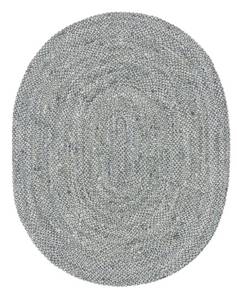 lot 66 image: UNIQUE LOOM Braided Chindi Gray 8 ft. x 10 ft. Oval Area Rug