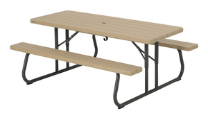 lot 71 image: LIFETIME 6 ft. Folding Picnic Table Heather Beige