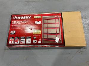 lot 88 image: HUSKY Red 5-Tier Heavy Duty Steel Garage Storage Shelving (48 in. W x 78 in. H x 24 in. D)