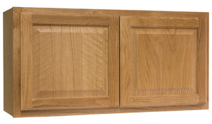 lot 95 image: HAMPTON BAY Hampton Assembled 36x18x12 in. Wall Bridge Kitchen Cabinet in Medium Oak