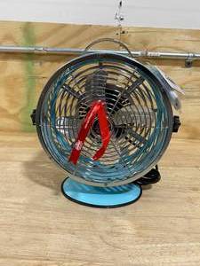 lot 101 image: HIMALAYAN BREEZE Light Blue 10.9 in. Himalayan Breeze portable Table Fan