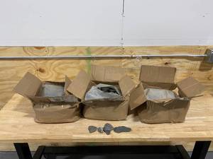 lot 105 image: SOUTHWEST BOULDER AND STONE Lot of 6-  0.50 cu. ft. 1 in. to 3 in. 20 lbs. Slate Chips Black and Tan Rock for Landscape, Gardens, Potted Plants, and Terrariums