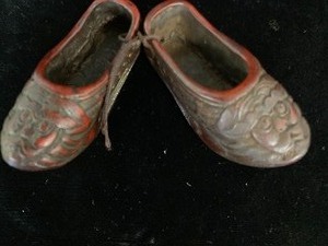 Carved Tiny Shoes and Flowered Fan