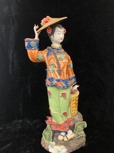 Asian Female Figurine with Straw Hat