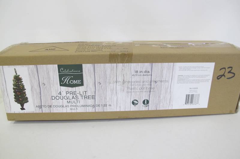 lot 23 image: CELEBRATIONS TDFPT4ORN01A PRELIT DOUGLAS FIR POTTED CHRISTMAS TREE, 4 H