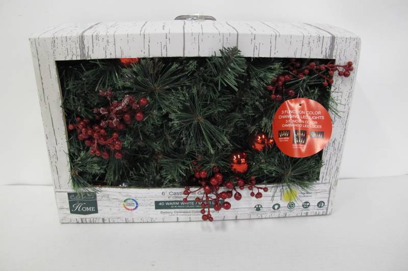 lot 5 image: J & J Seasonal CHL-5PTF7-612 Color Change Christmas Garland, Green, 12 X 6