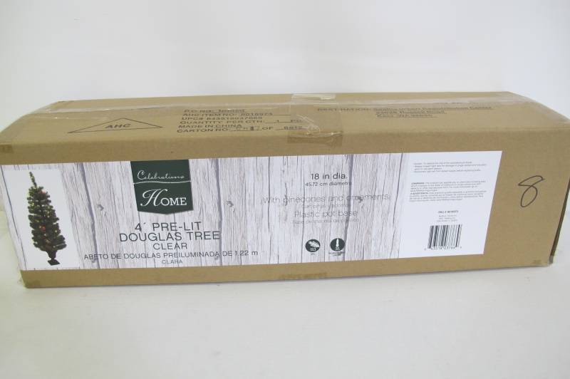 lot 8 image: Celebrations Home 4 Ft. Potted Douglas Fir Prelit 35 Clear Light Artificial Tree