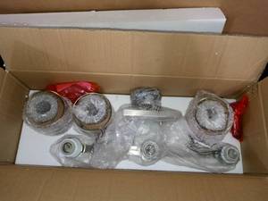lot 4 image: Elmwood Park 22.25 in. W 3-Light Brushed Nickel Vanity Light by Sea Gull Lighting- open box never used