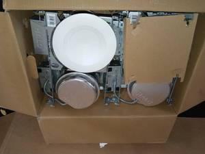 lot 14 image: LT 6 in. New Construction IC Housing and Dimmable White Integrated LED Recessed Ceiling Light Retrofit Kit (4-Pack) by Halo- never used