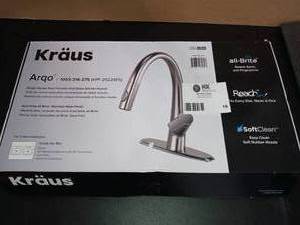 lot 16 image: Arqo Single-Handle Pull-Down Sprayer Kitchen Faucet in Spot-Free Stainless Steel by KRAUS- never used