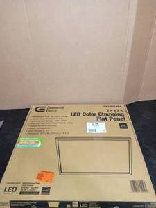lot 41 image: 2 ft. x 2 ft. 48W White Integrated Edge-Lit Flat Panel T-Bar Grid Flush Mount LED Troffer with Color Changing CCT by Commercial Electric- never used