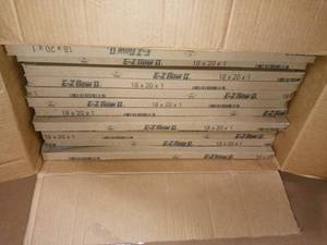 lot 45 image: 18 in. x 20 in. x 1 in. EZ Flow II No-Metal Air Filter (Case of 12) by Flanders PrecisionAire- open box never used