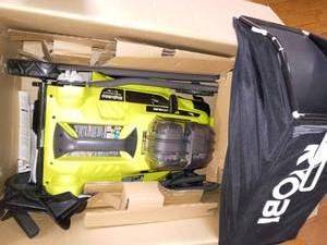 lot 54 image: 16 in. ONE 18-Volt Lithium-Ion Cordless Battery Walk Behind Push Lawn Mower Two 4.0Ah BatteriesCharger Included by RYOBI- open box never used