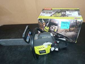 lot 56 image: 14 in. 37cc 2-Cycle Gas Chainsaw by RYOBI- slightly used