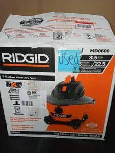 lot 75 image: 6 Gal. 3.5-Peak HP NXT WetDry Shop Vacuum with Filter, Hose and Accessories by RIDGID - used