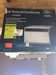lot 100 image: LG Electronics 230-Volt 18000 BTU Dual Inverter Window Air Conditioner with Wi-Fi Control- slightly scratched, not used