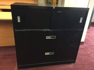 lot 12 image: RETRO BLACK FILING CABINET - NICE CONDITION