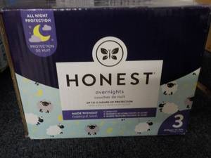 lot 106 image: Honest Overnights Diapers- 60 diape...