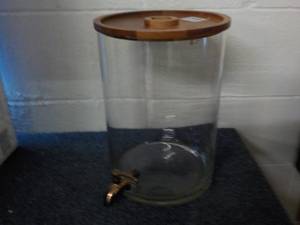 lot 123 image: Beverage Dispenser Glass with wood ...