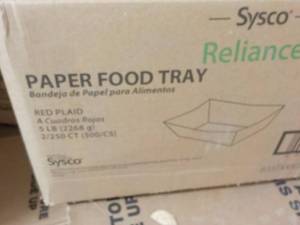 lot 266 image: 1 Case Sysco Reliance Paper Food Tr...