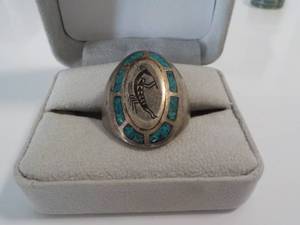 Turquoise Egyptian figure ring...