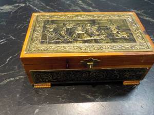 wood jewelry box with metal accent ...