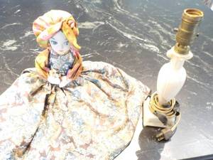 vintage doll cover and lamp base...