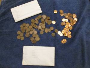 Assorted wheat and modern pennies...