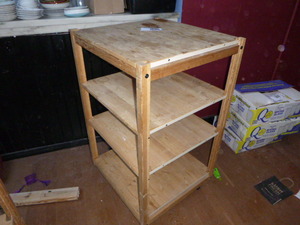 Wood Cart with 4 Shelves on Casters