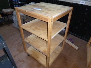 Wood Cart with 4 Shelves on Casters