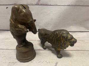 lot 43 image: 2 Antique Cast Iron Banks