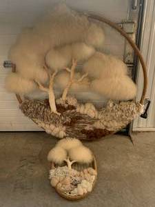 lot 100 image: 2pc 1970s Fiber Wall Hangings 21 & 39 Tall