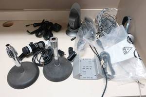lot 13 image: Miscellaneous Lot - Speakers, Microphone, Mic Stands, Etc.
