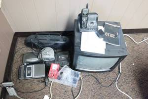 lot 38 image: Pile of Electronics - Cassette Players, Radios, Etc