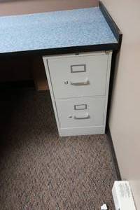 lot 128 image: Desk Area With File Cabinets & Cork Boards