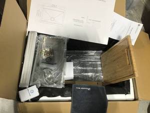 lot 33 image: All-in-One Apron-Front Farmhouse Stainless Steel 30 in. Single Bowl Workstation Sink with Accessory Kit by Glacier Bay in good condition
