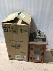 14 in. Wood Lantern Outdoor Patio with Metal Top by Hampton Bay in good condition
