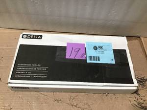 Foundations Single-Handle Pull-Out Sprayer Kitchen Faucet In Stainless by Delta in good condition
