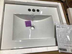 24 in. Ceramic Vanity Top with 3-Faucet Holes with White Basin by Swiss Madison in good condition