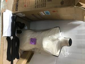Beige Female Dress Form Mannequin Torso Body with Black Adjustable Tripod Stand for Clothing Dress in good condition